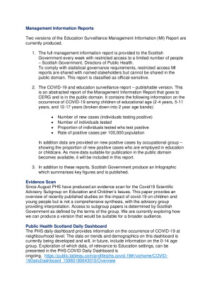 thumbnail of Management Information Reports on schools transmission